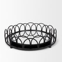 Lenore Round MetalMirror Tray Black Set of 2 - Default Title