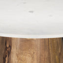 Allyson 42 Round Brown Wood Pedestal wBanswara White Marble Top Dining Table - Default Title