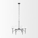Edie Matte Black Metal w Frosted Glass Globes 6-Light Chandelier - Default Title