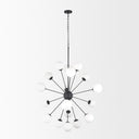 Barbara Matte Black Metal w Frosted Glass Globes 18-Light Chandelier - Default Title