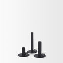 Noir Matte Black Metal Candle Holders Set of 3 - Default Title