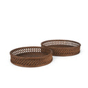 Thala Medium Brown Round Wicker Tray Set of 2 - Default Title