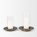Vivian Gold Metal and Glass Hurricane Candle Holder Set of 2 - Default Title