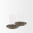 Vivian Gold Metal and Glass Hurricane Candle Holder Set of 2 - Default Title