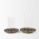 Vivian Gold Metal and Glass Hurricane Candle Holder Set of 2 - Default Title