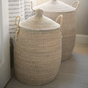 Kairi Set of 2 Seagrass Floor Baskets w Lids and Handles - Default Title