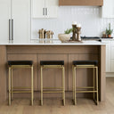 Givens 2425H Seat Height Brown Wood Seat Gold Metal Frame Stool - Default Title