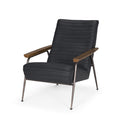 Grosjean Black Leather w Black Metal Frame Accent Chair - Default Title