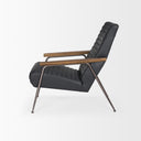 Grosjean Black Leather w Black Metal Frame Accent Chair - Default Title