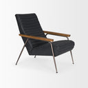Grosjean Black Leather w Black Metal Frame Accent Chair - Default Title