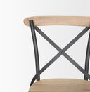 Etienne Light Brown Wood w Iron Metal Dining Chair - Default Title