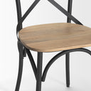 Etienne Light Brown Wood w Iron Metal Dining Chair - Default Title