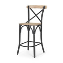 Etienne Light Brown Wood w Iron Metal Counter Stool - Default Title