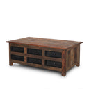 Wilton Brown Wood w 12 Black Metal Drawers Coffee Table - Default Title