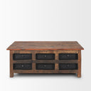 Wilton Brown Wood w 12 Black Metal Drawers Coffee Table - Default Title