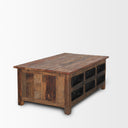 Wilton Brown Wood w 12 Black Metal Drawers Coffee Table - Default Title