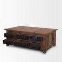 Wilton Brown Wood w 12 Black Metal Drawers Coffee Table - Default Title