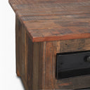 Wilton Brown Wood w 12 Black Metal Drawers Coffee Table - Default Title