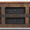 Wilton Brown Wood w 12 Black Metal Drawers Coffee Table - Default Title