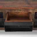 Wilton Brown Wood w 12 Black Metal Drawers Coffee Table - Default Title