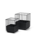 Verna Matte Black Wire Cage Metal Planters Set of 2 - Default Title