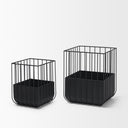 Verna Matte Black Wire Cage Metal Planters Set of 2 - Default Title