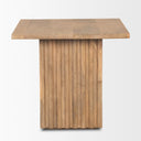 June Light Brown Wood w Fluting Square Side Table - Default Title