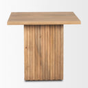 June Light Brown Wood w Fluting Square Side Table - Default Title