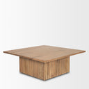 June Light Brown Wood w Fluting Square Coffee Table - Default Title