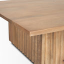 June Light Brown Wood w Fluting Square Coffee Table - Default Title