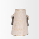 Monique Small Light Brown w Handles Wood Pot - Default Title