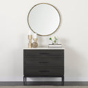 Divina Black-Brown Wood w White Marble Top and Black Metal Base Accent Cabinet - Default Title