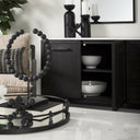 Divina Black-Brown Wood w White Marble Top and Black Metal Base Sideboard - Default Title