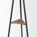 Everett Matte Black Metal w Two Wood Shelves Coat Rack - Default Title