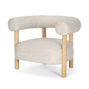 Gianna Open Back Light Brown Wood w Oatmeal Fabric Accent Chair - Default Title