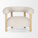 Gianna Open Back Light Brown Wood w Oatmeal Fabric Accent Chair - Default Title