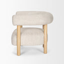 Gianna Open Back Light Brown Wood w Oatmeal Fabric Accent Chair - Default Title
