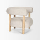 Gianna Open Back Light Brown Wood w Oatmeal Fabric Accent Chair - Default Title