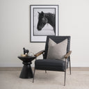 Grosjean Black Leather w Black Metal Frame Accent Chair - Default Title