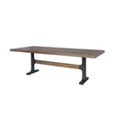 Araxi Rectangular Dark Brown Wood w Black Metal Base Dining Table - Default Title