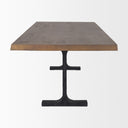 Araxi Rectangular Dark Brown Wood w Black Metal Base Dining Table - Default Title