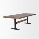 Araxi Rectangular Dark Brown Wood w Black Metal Base Dining Table - Default Title