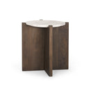 Bianca Dark Brown Wood w Marble Round Accent Table - Default Title