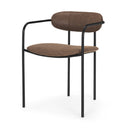 Parker Muted Brown Faux Leather w Black Metal Dining Chair - Default Title