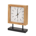 Renaya Light Brown Wood w Matte Black Metal Base Table Clock - Default Title