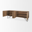 Darwin Light Brown Wooden 4 Door w 2 Shelves Sideboard - Default Title