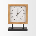 Renaya Light Brown Wood w Matte Black Metal Base Table Clock - Default Title