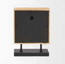 Renaya Light Brown Wood w Matte Black Metal Base Table Clock - Default Title