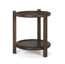 Romi Dark Brown Wood w Bottom Shelf Round Accent Table - Default Title