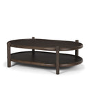 Romi Dark Brown Wood w Bottom Shelf Oval Coffee Table - Default Title